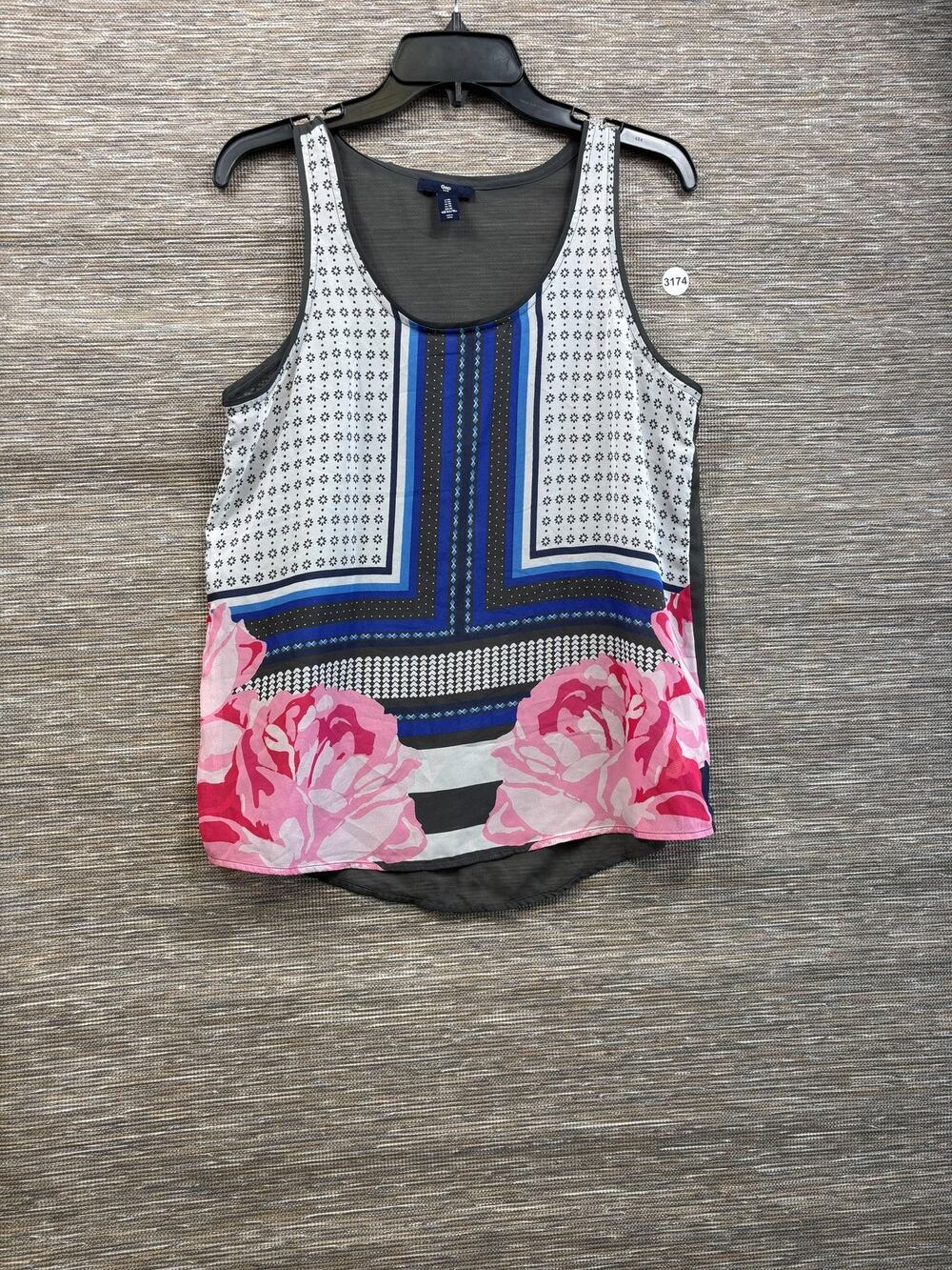 Gap Tank Top Womens M Multicolor Floral Lightweight Sheer Chiffon Print